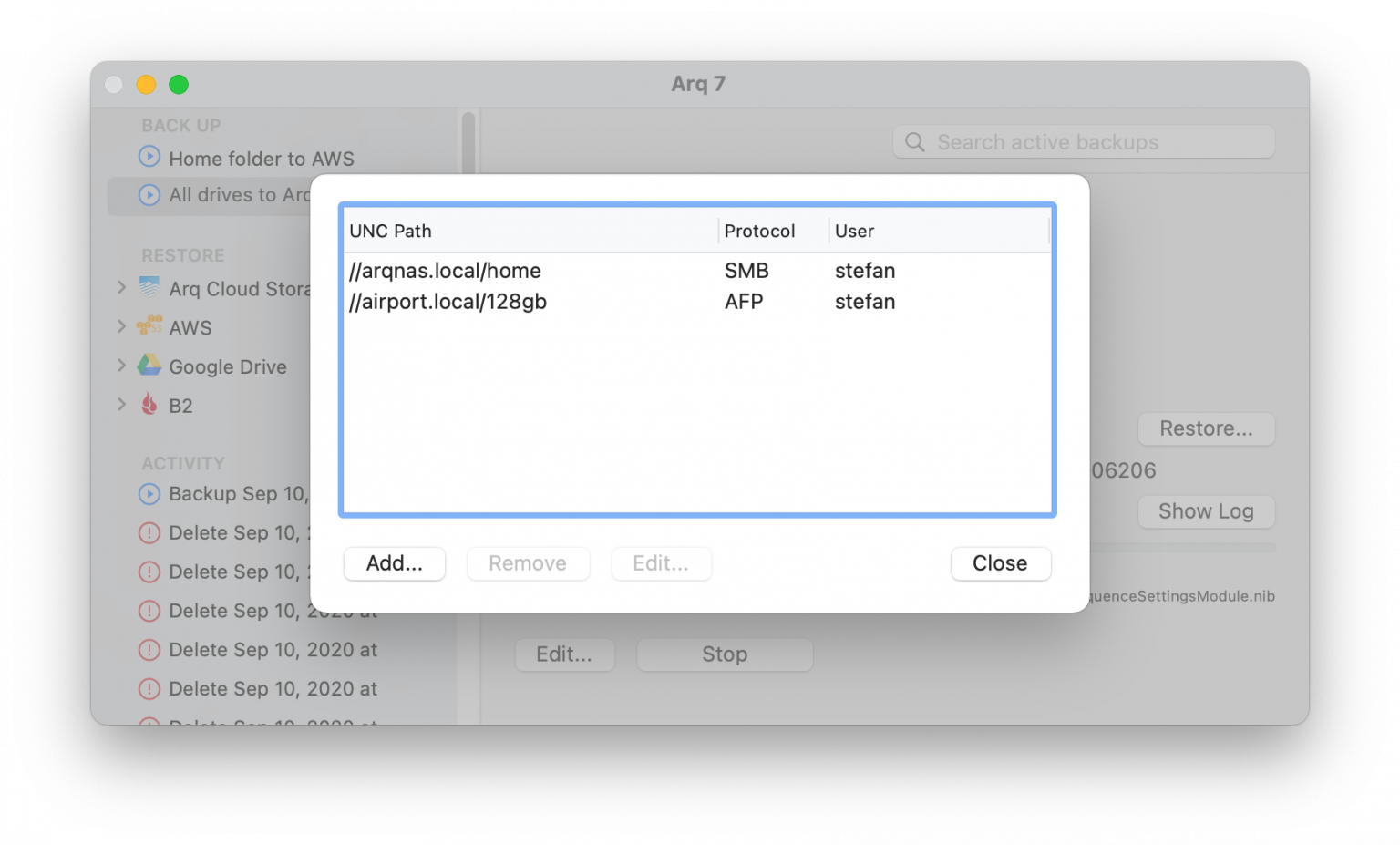 arq backup service